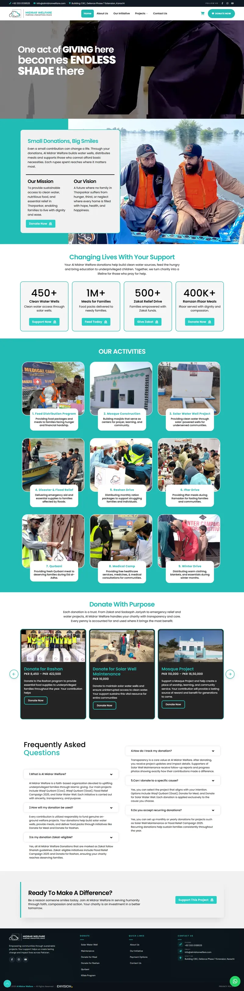 Al-Midrar Welfare - Charity & Donation Website (website screenshot)