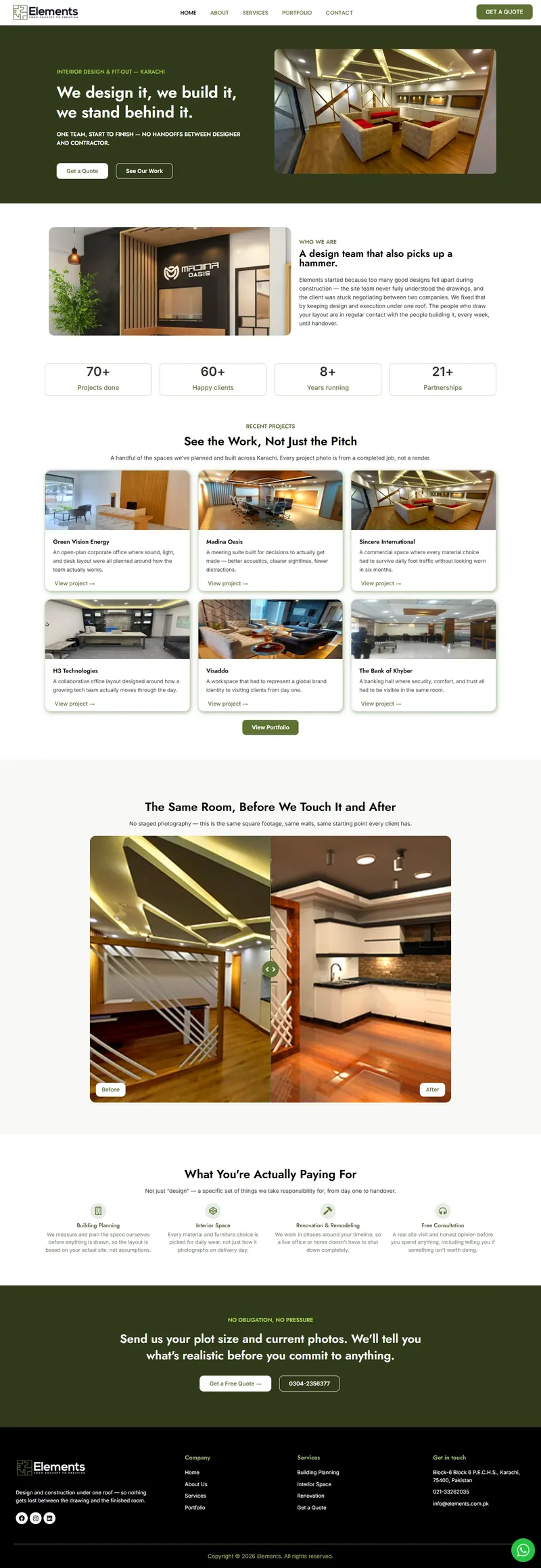 Elements Interior Design - Interior Design & Fit-out Company (website screenshot)