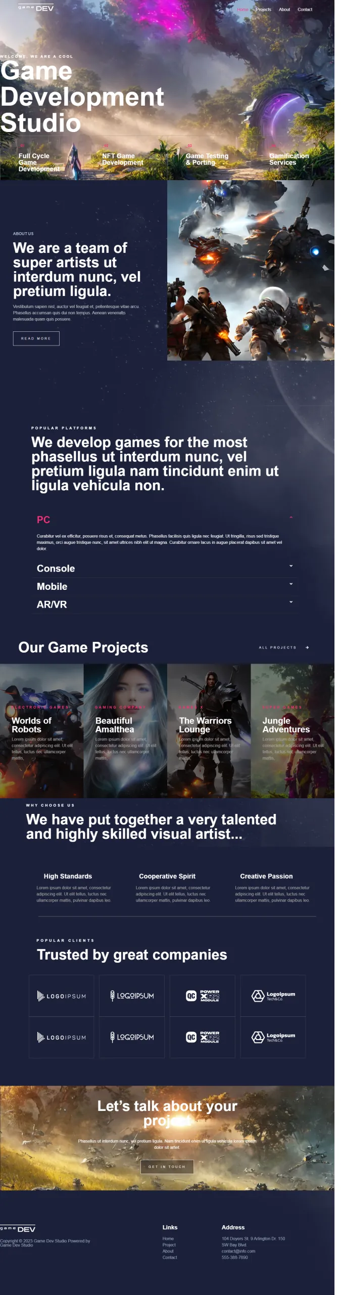 Game Dev Studio - Game Development Studio Website (website screenshot)