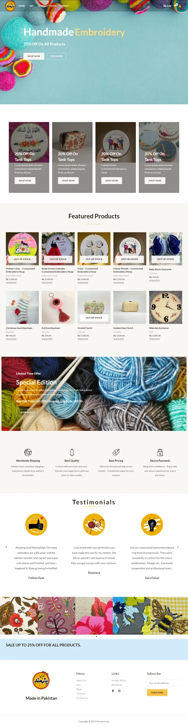 Hunarmund - Handmade Embroidery Store (website screenshot)
