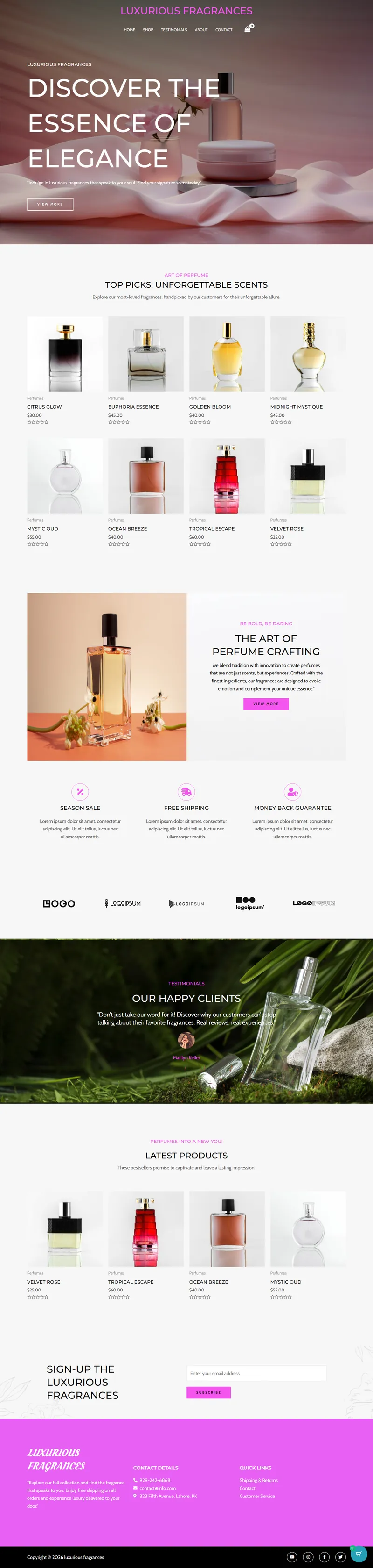 Luxurious Fragrances - Perfume Online Store (website screenshot)