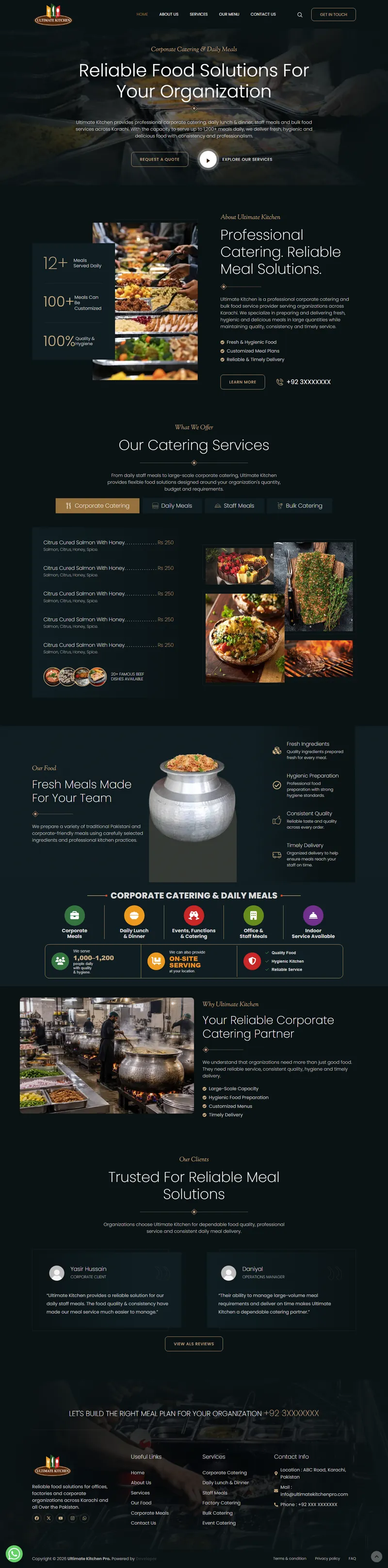 Ultimate Kitchen - Corporate Catering Services (website screenshot)