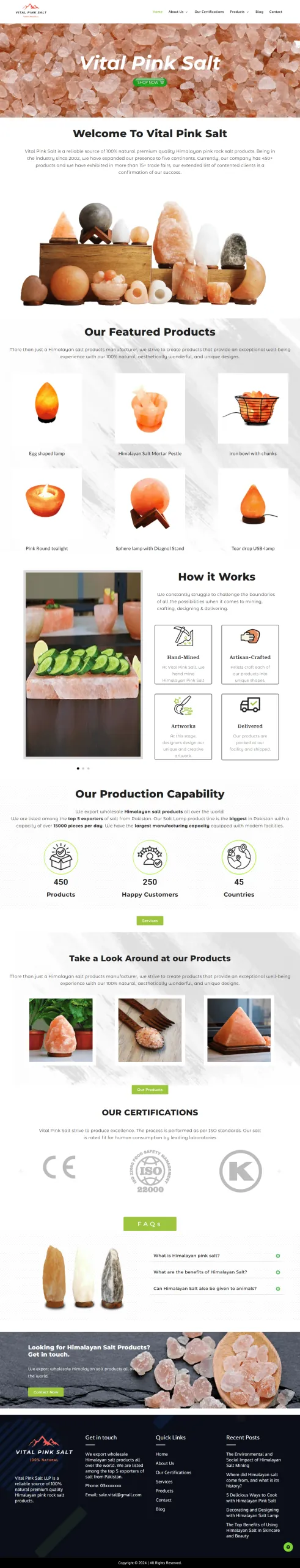Vital Pink Salt - Himalayan Pink Salt Products (website screenshot)