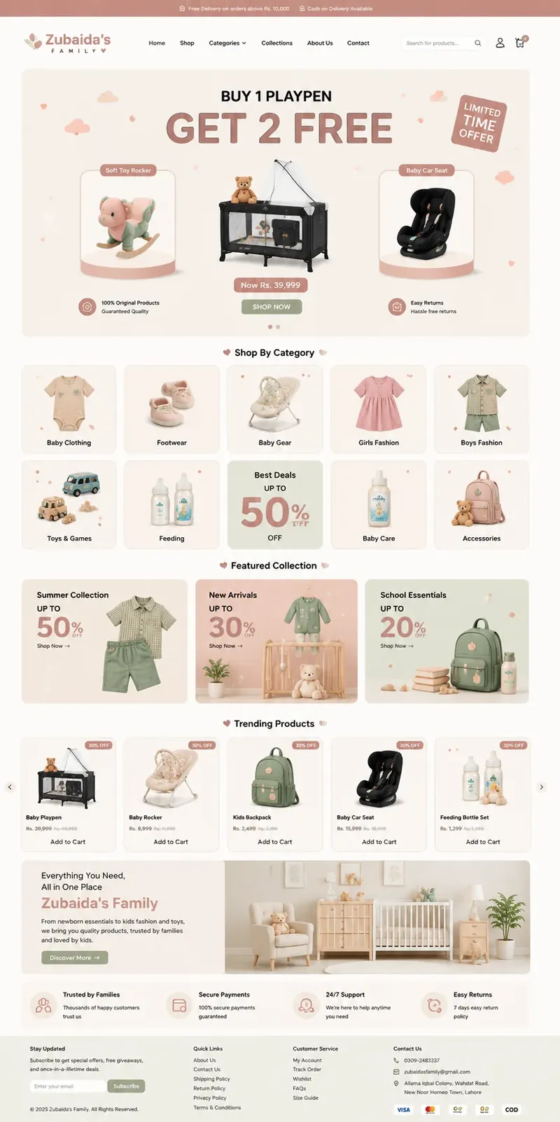 Zubaida’s Family - Baby & Kids Products Store (website screenshot)