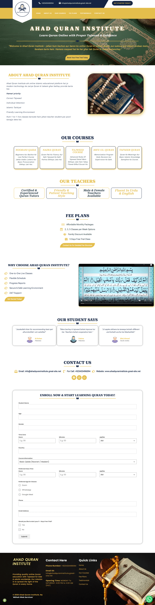 Online Quran Academy - Online Quran Academy & Islamic Courses (website screenshot)