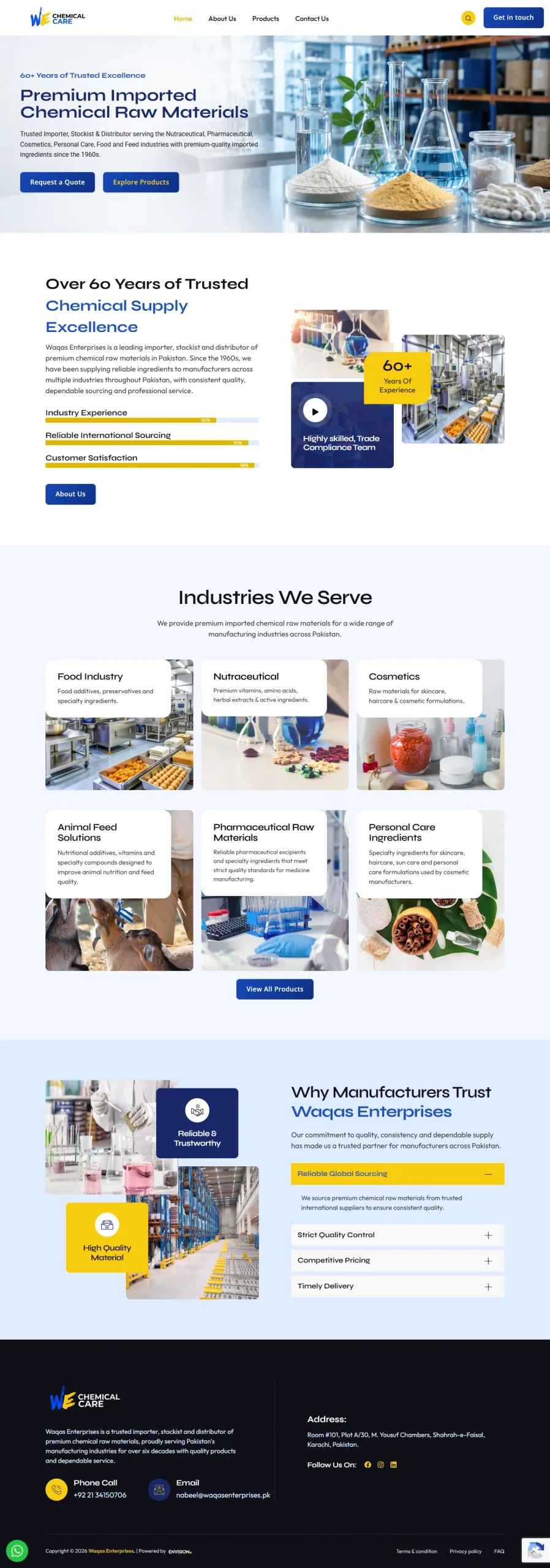Waqas Enterprises - Raw Material Supplier (website screenshot)